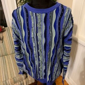 Norm Thompson Vibrant Blue and Green Crewneck Sweater